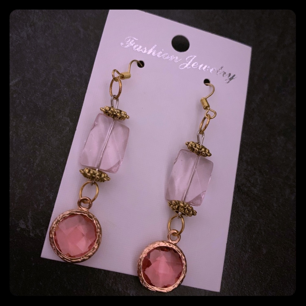 Pink crystal handmade earrings